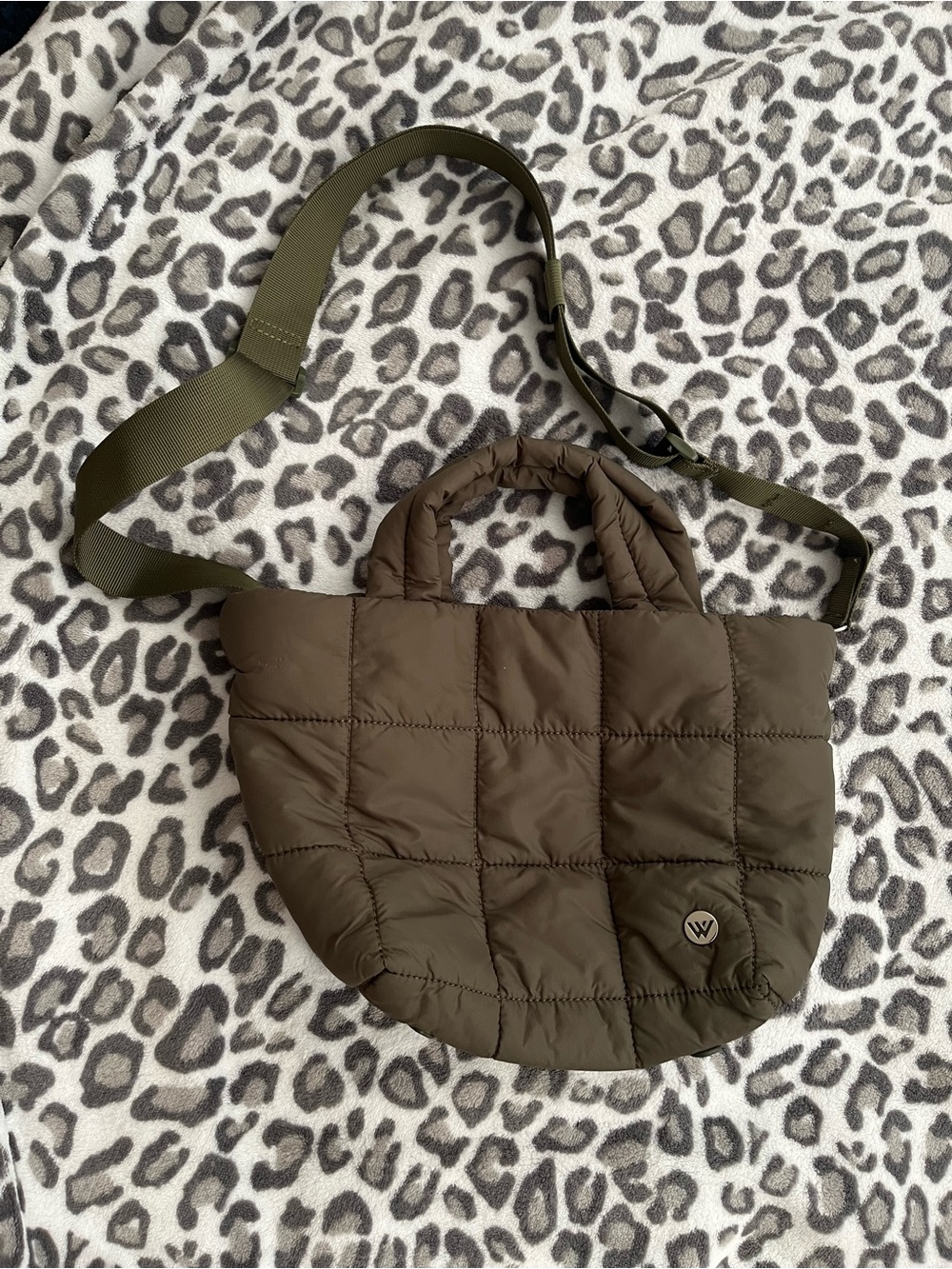 Quilted Olive Green Puffer Tote Bag - Versatile Women's Shoulder Bag